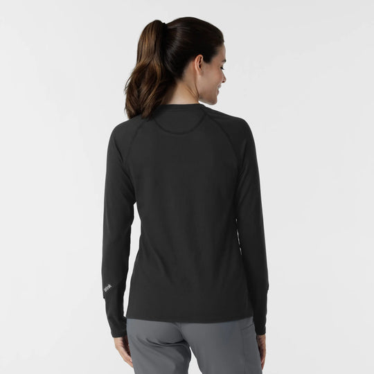 Wink Scrubs Women's Watch Window Long Sleeve Underscrub Top Black | scrub-supply.com