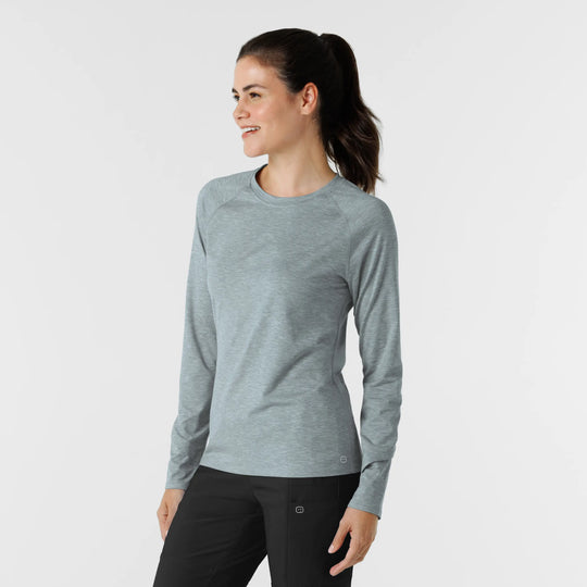 Wink Scrubs Women's Watch Window Long Sleeve Underscrub Top Grey Heather | scrub-supply.com