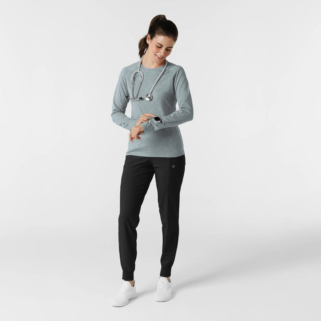 Wink Scrubs Women's Watch Window Long Sleeve Underscrub Top Grey Heather | scrub-supply.com