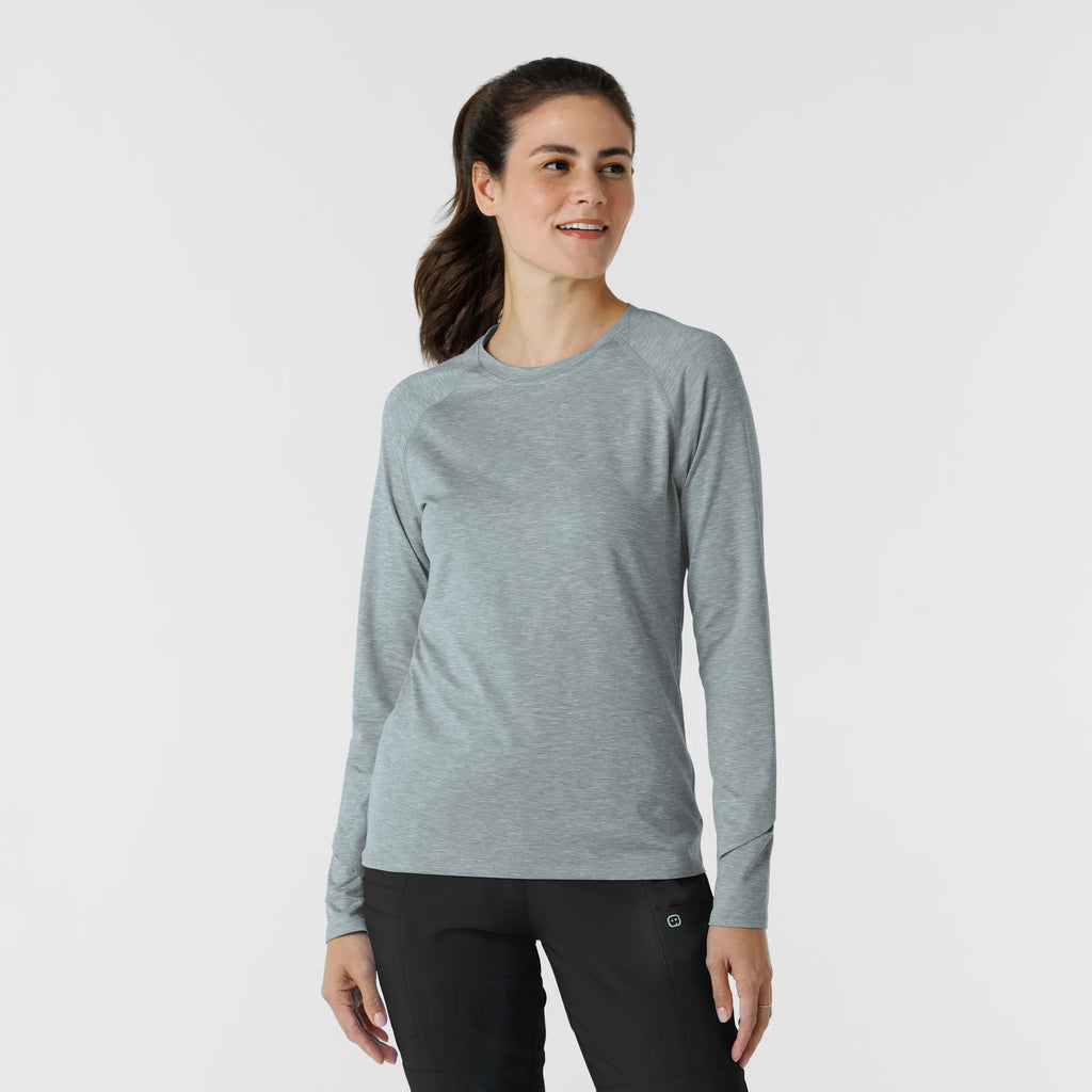 Wink Scrubs Women's Watch Window Long Sleeve Underscrub Top Grey Heather | scrub-supply.com