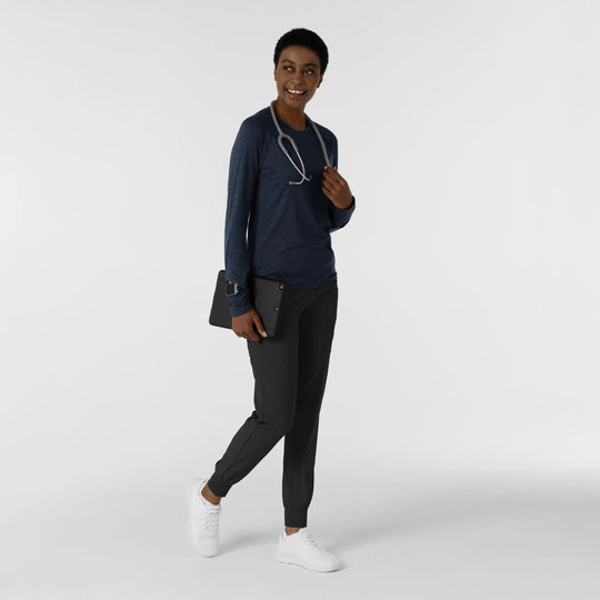 Wink Scrubs Women's Watch Window Long Sleeve Underscrub Top Navy Heather | scrub-supply.com