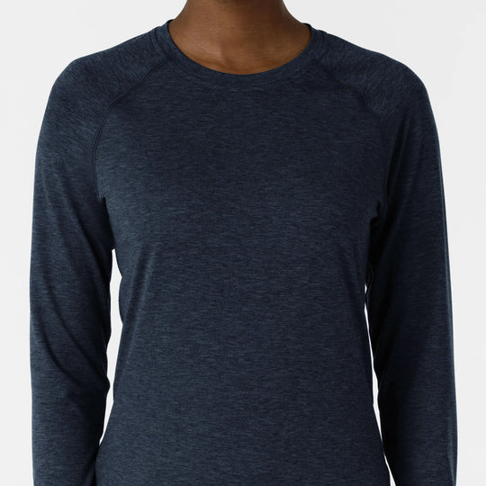 Wink Scrubs Women's Watch Window Long Sleeve Underscrub Top Navy Heather | scrub-supply.com