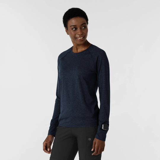 Wink Scrubs Women's Watch Window Long Sleeve Underscrub Top Navy Heather | scrub-supply.com