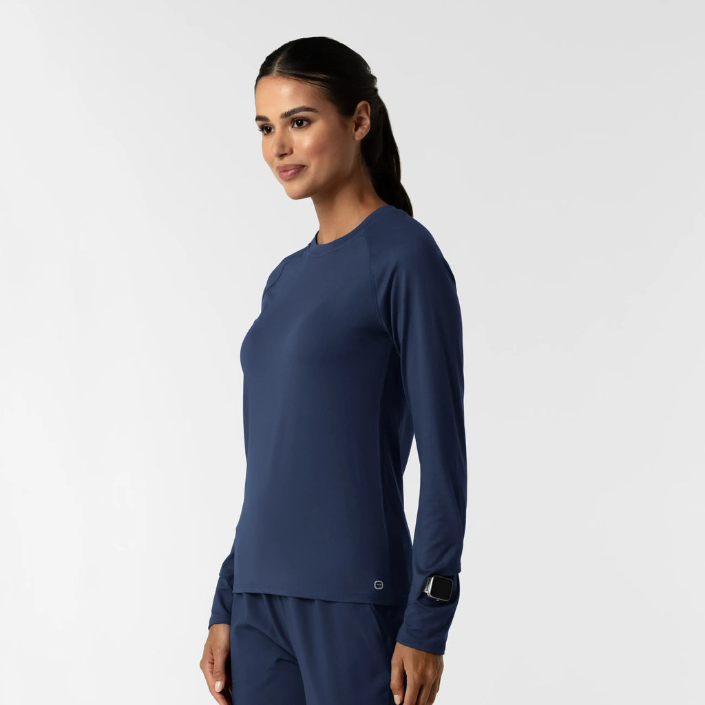 Wink Scrubs Women's Watch Window Long Sleeve Underscrub Top Navy | scrub-supply.com