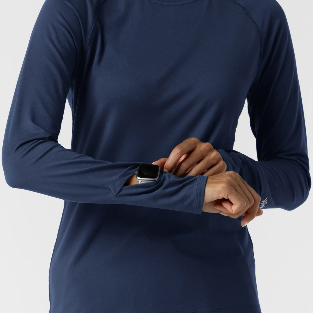 Wink Scrubs Women's Watch Window Long Sleeve Underscrub Top Navy | scrub-supply.com