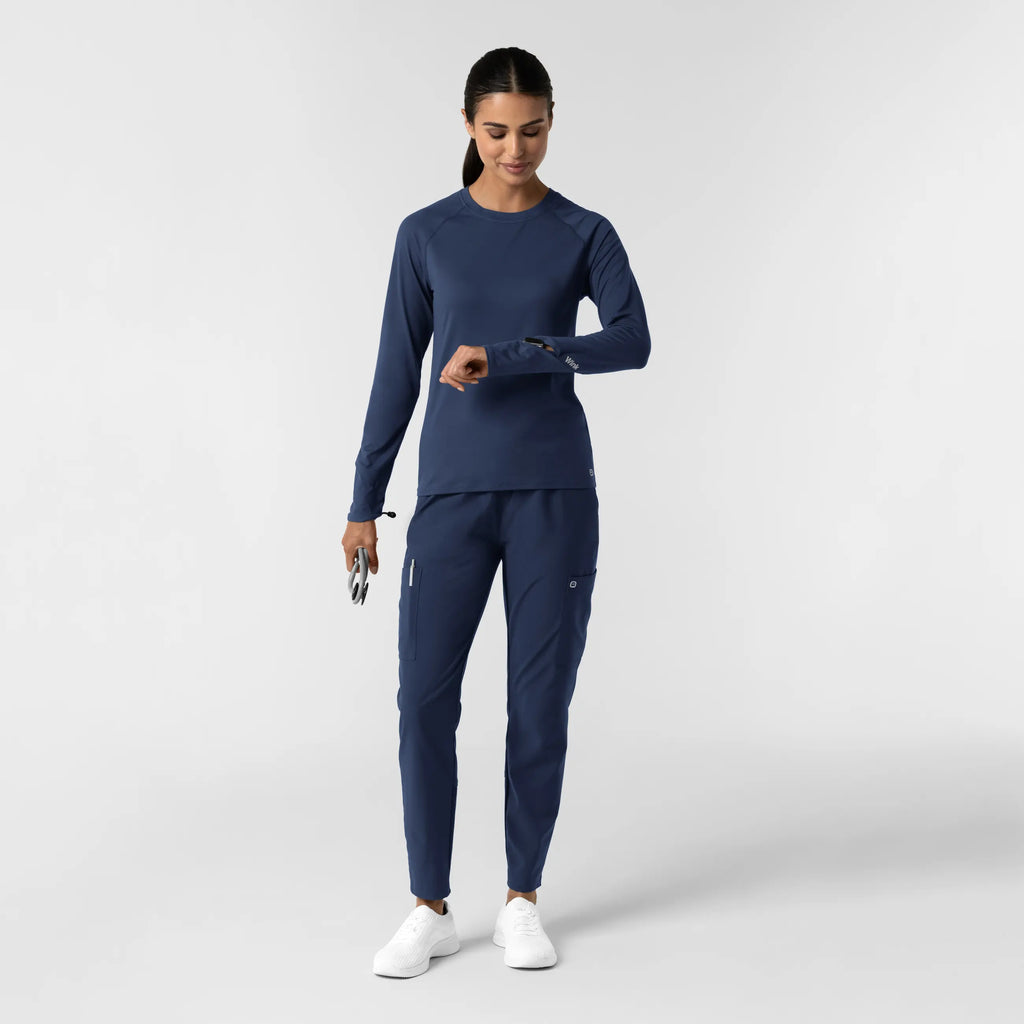 Wink Scrubs Women's Watch Window Long Sleeve Underscrub Top Navy | scrub-supply.com