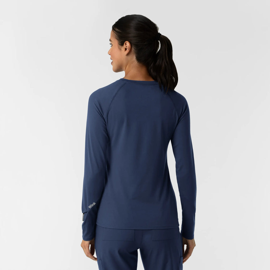 Wink Scrubs Women's Watch Window Long Sleeve Underscrub Top Navy | scrub-supply.com