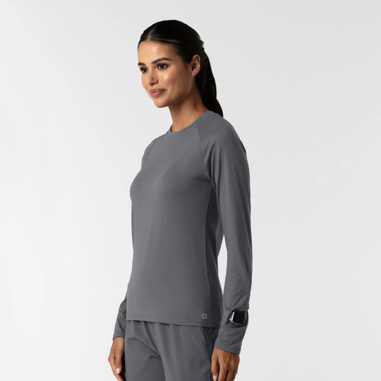 Wink Scrubs Women's Watch Window Long Sleeve Underscrub Top Pewter | scrub-supply.com