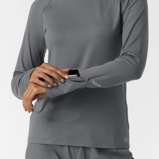Wink Scrubs Women's Watch Window Long Sleeve Underscrub Top Pewter | scrub-supply.com