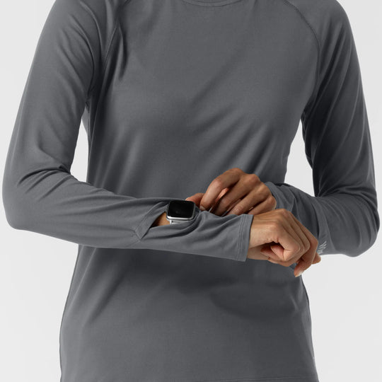 Wink Scrubs Women's Watch Window Long Sleeve Underscrub Top Pewter | scrub-supply.com