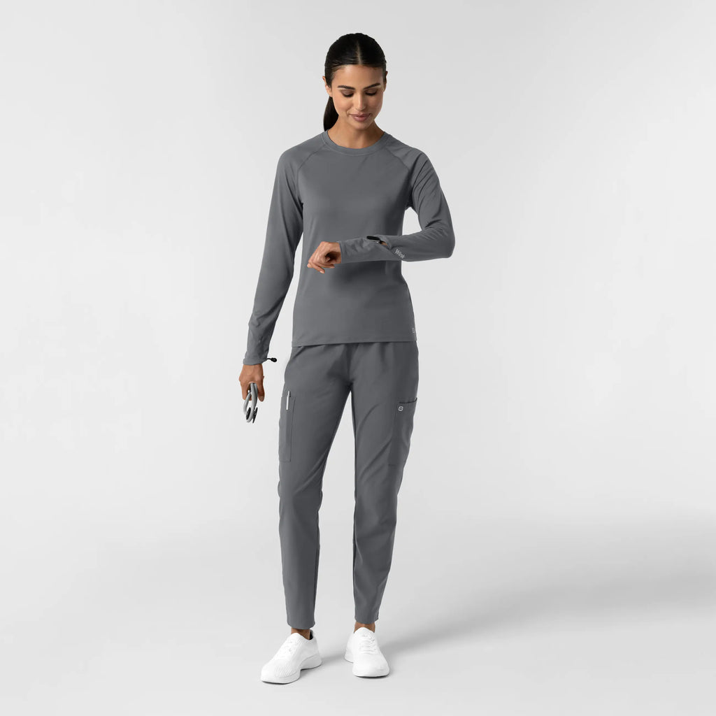 Wink Scrubs Women's Watch Window Long Sleeve Underscrub Top Pewter | scrub-supply.com