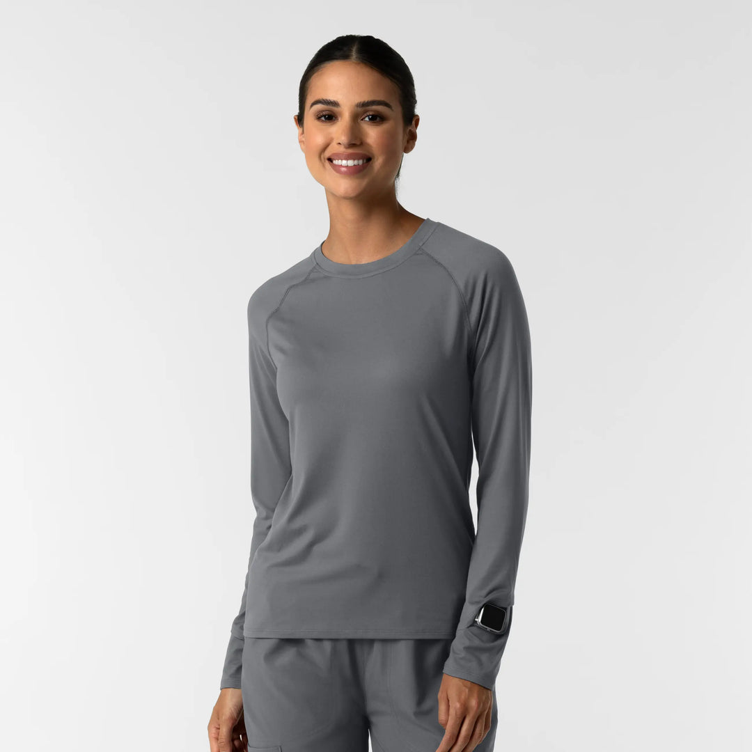 Wink Scrubs Women's Watch Window Long Sleeve Underscrub Top Pewter | scrub-supply.com