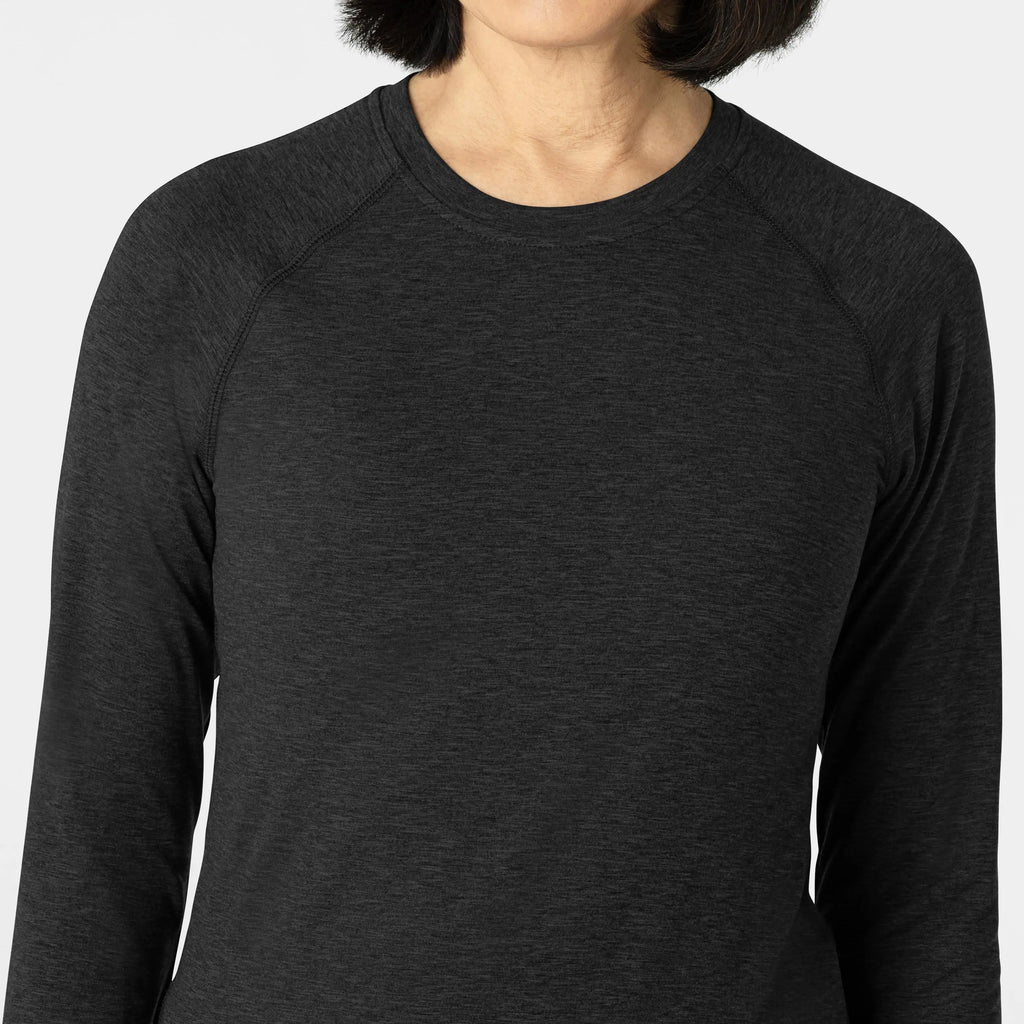 Wink Scrubs Women's Watch Window Long Sleeve Underscrub Top Pewter Heather | scrub-supply.com