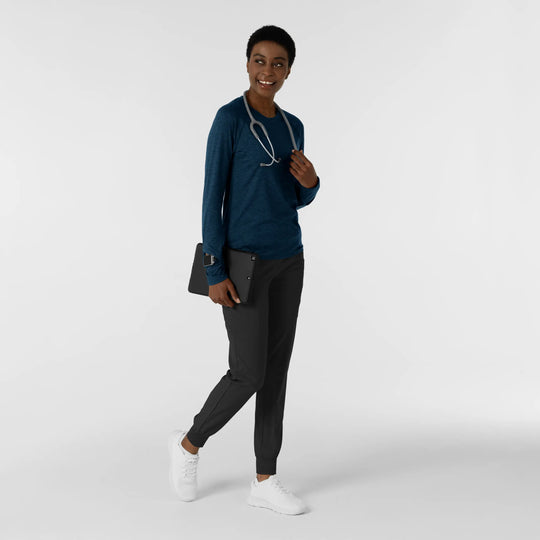 Wink Scrubs Women's Watch Window Long Sleeve Underscrub Top Royal Heather | scrub-supply.com