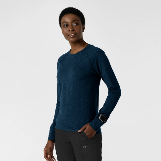 Wink Scrubs Women's Watch Window Long Sleeve Underscrub Top Royal Heather | scrub-supply.com