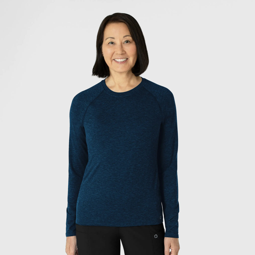 Wink Scrubs Women's Watch Window Long Sleeve Underscrub Top Royal Heather | scrub-supply.com