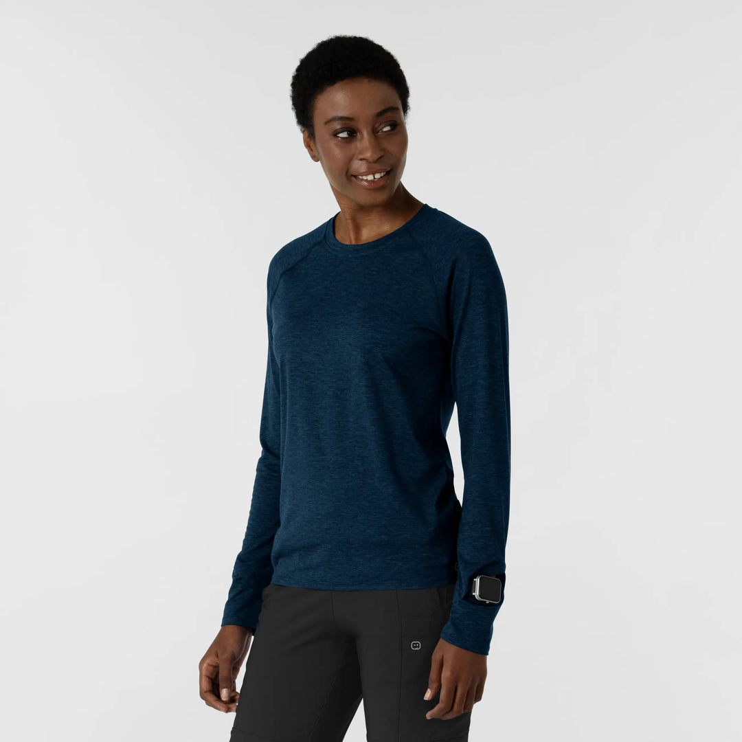 Wink Scrubs Women's Watch Window Long Sleeve Underscrub Top Royal Heather | scrub-supply.com