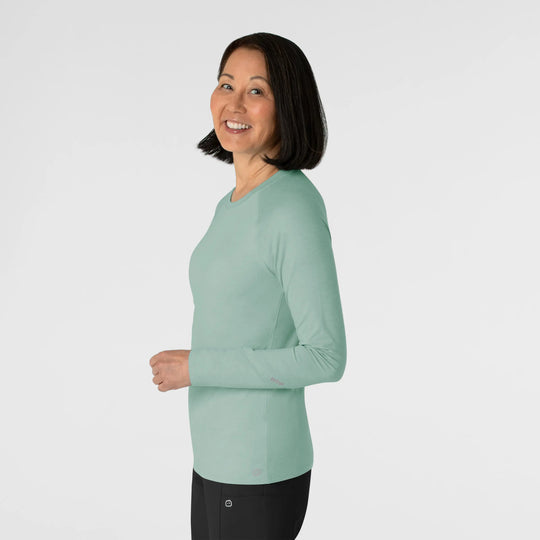 Wink Scrubs Women's Watch Window Long Sleeve Underscrub Top Sky Blue Heather | scrub-supply.com