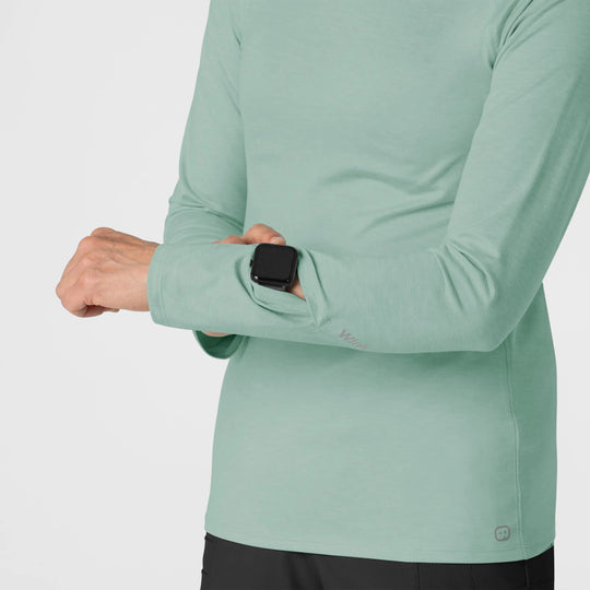 Wink Scrubs Women's Watch Window Long Sleeve Underscrub Top Sky Blue Heather | scrub-supply.com