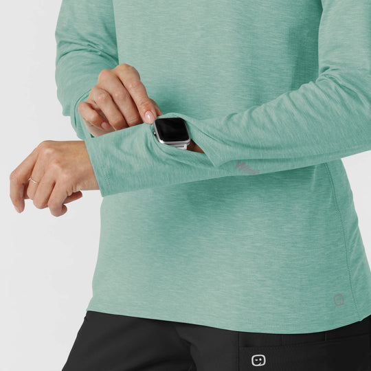 Wink Scrubs Women's Watch Window Long Sleeve Underscrub Top Sky Blue Heather | scrub-supply.com