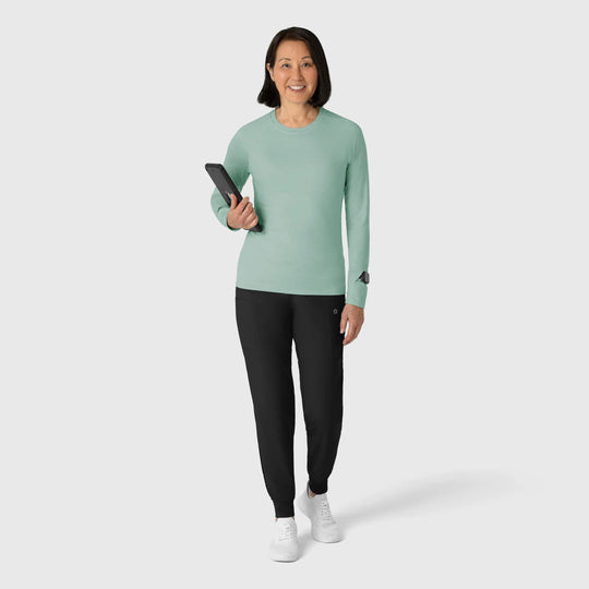 Wink Scrubs Women's Watch Window Long Sleeve Underscrub Top Sky Blue Heather | scrub-supply.com