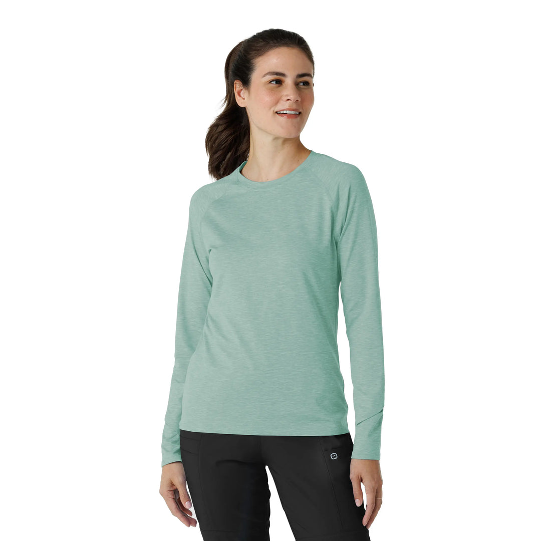 Wink Scrubs Women's Watch Window Long Sleeve Underscrub Top Sky Blue Heather | scrub-supply.com