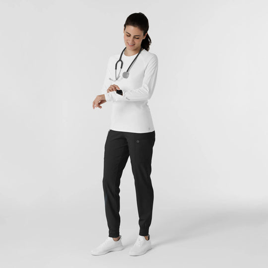 Wink Scrubs Women's Watch Window Long Sleeve Underscrub Top White | scrub-supply.com