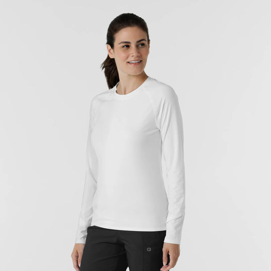 Wink Scrubs Women's Watch Window Long Sleeve Underscrub Top White | scrub-supply.com