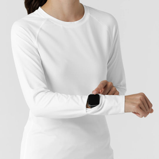 Wink Scrubs Women's Watch Window Long Sleeve Underscrub Top White | scrub-supply.com