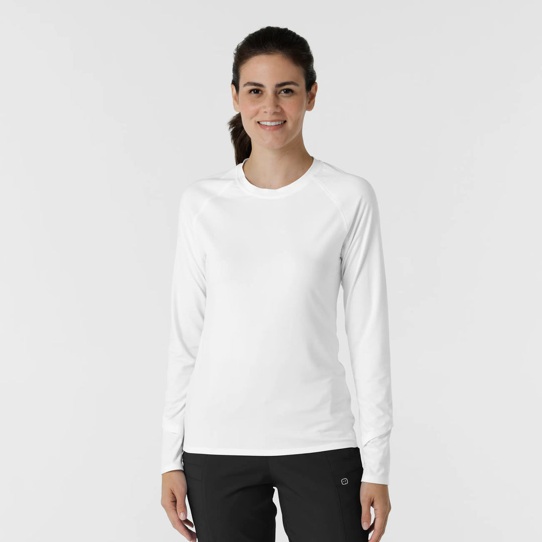Wink Scrubs Women's Watch Window Long Sleeve Underscrub Top White | scrub-supply.com