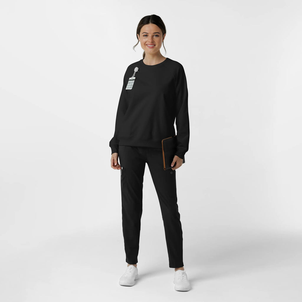 Wink Scrubs Women's Pullover Sweatshirt Black | scrub-supply.com