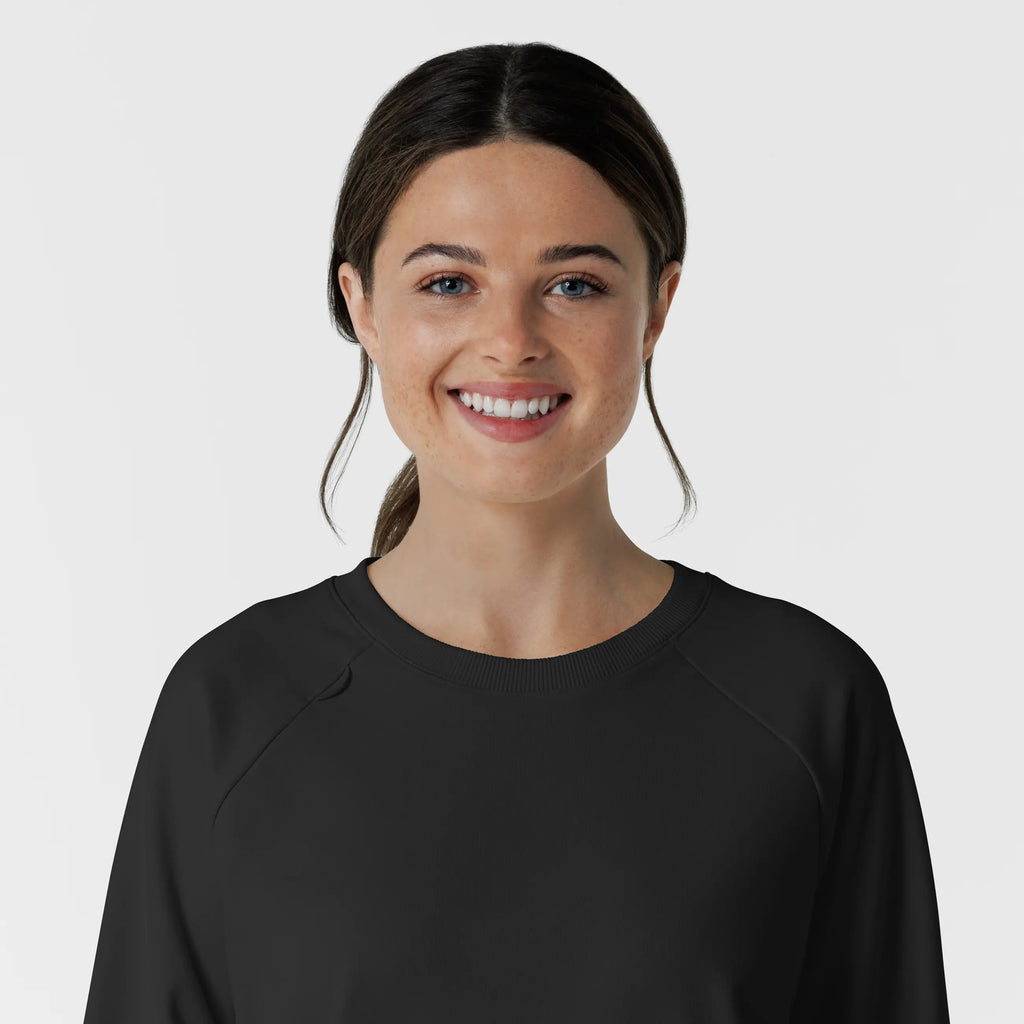 Wink Scrubs Women's Pullover Sweatshirt Black | scrub-supply.com