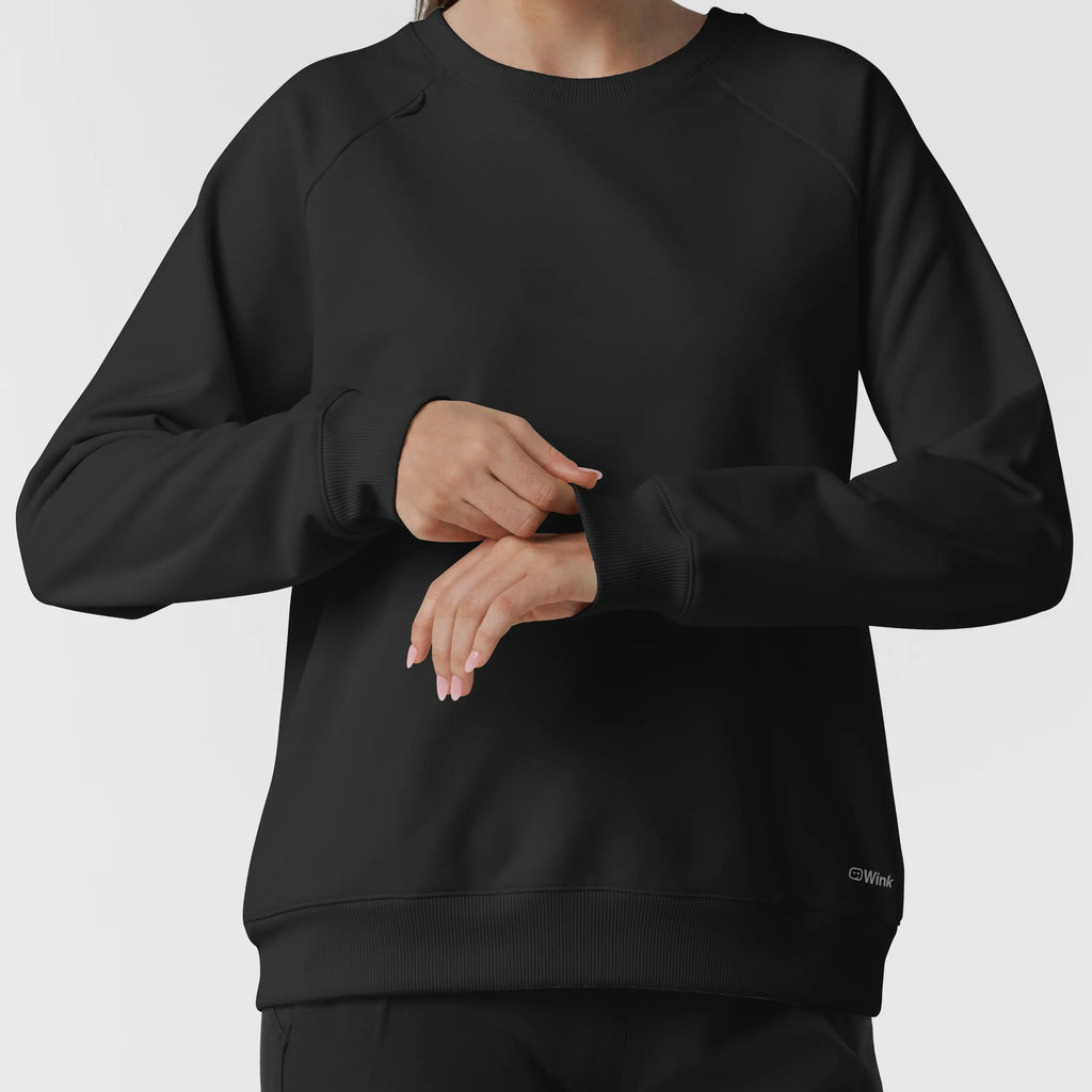 Wink Scrubs Women's Pullover Sweatshirt Black | scrub-supply.com