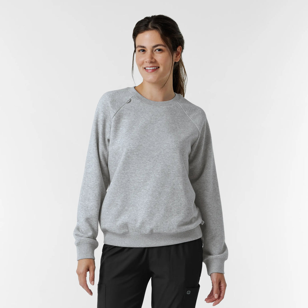 Wink Scrubs Women's Pullover Sweatshirt Grey Heather | scrub-supply.com