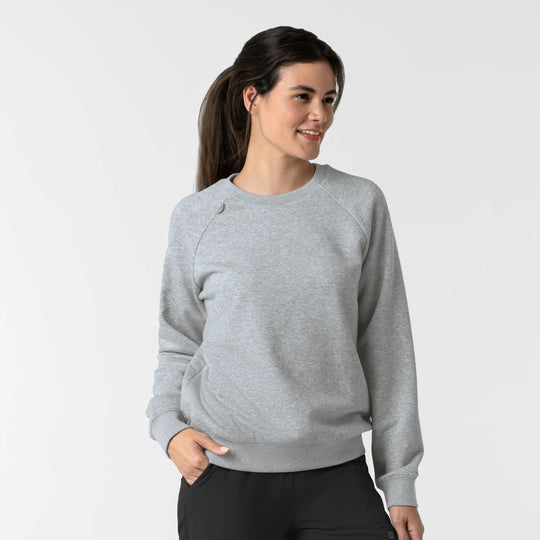 Wink Scrubs Women's Pullover Sweatshirt Grey Heather | scrub-supply.com