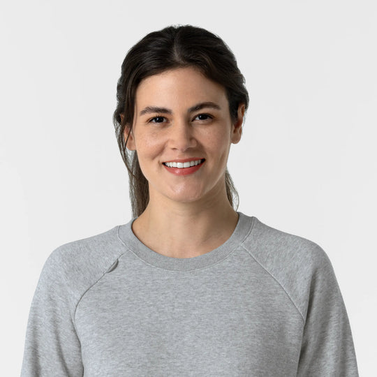 Wink Scrubs Women's Pullover Sweatshirt Grey Heather | scrub-supply.com
