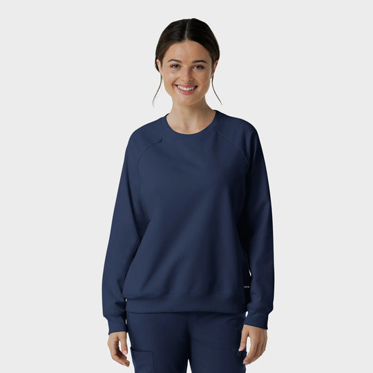Wink Scrubs Women's Pullover Sweatshirt Navy | scrub-supply.com