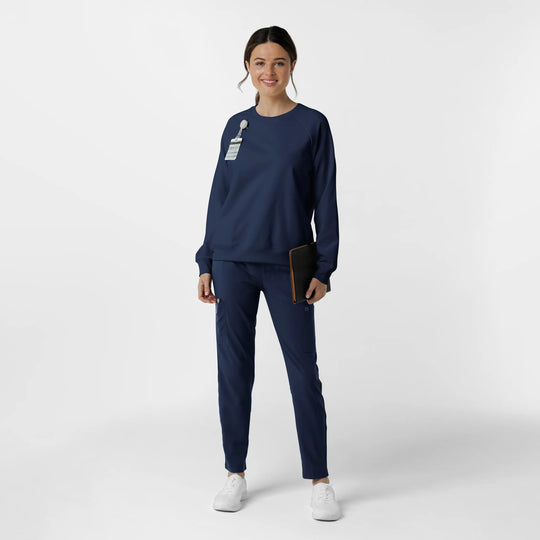 Wink Scrubs Women's Pullover Sweatshirt Navy | scrub-supply.com