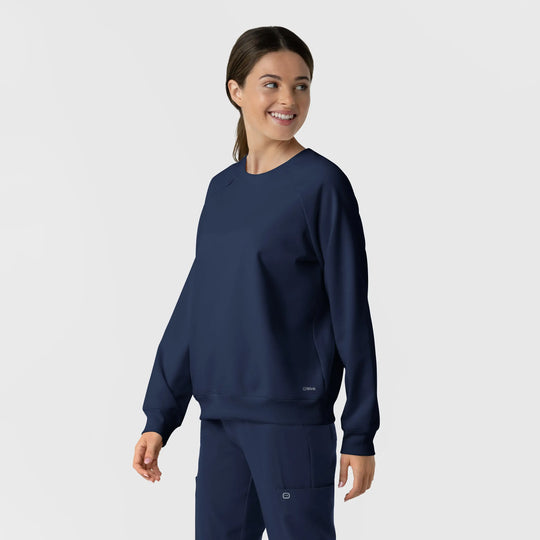 Wink Scrubs Women's Pullover Sweatshirt Navy | scrub-supply.com