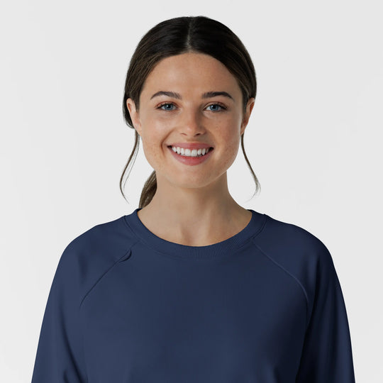 Wink Scrubs Women's Pullover Sweatshirt Navy | scrub-supply.com