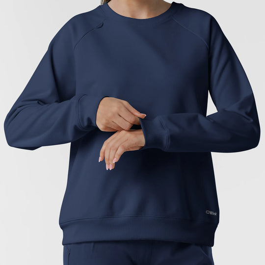 Wink Scrubs Women's Pullover Sweatshirt Navy | scrub-supply.com