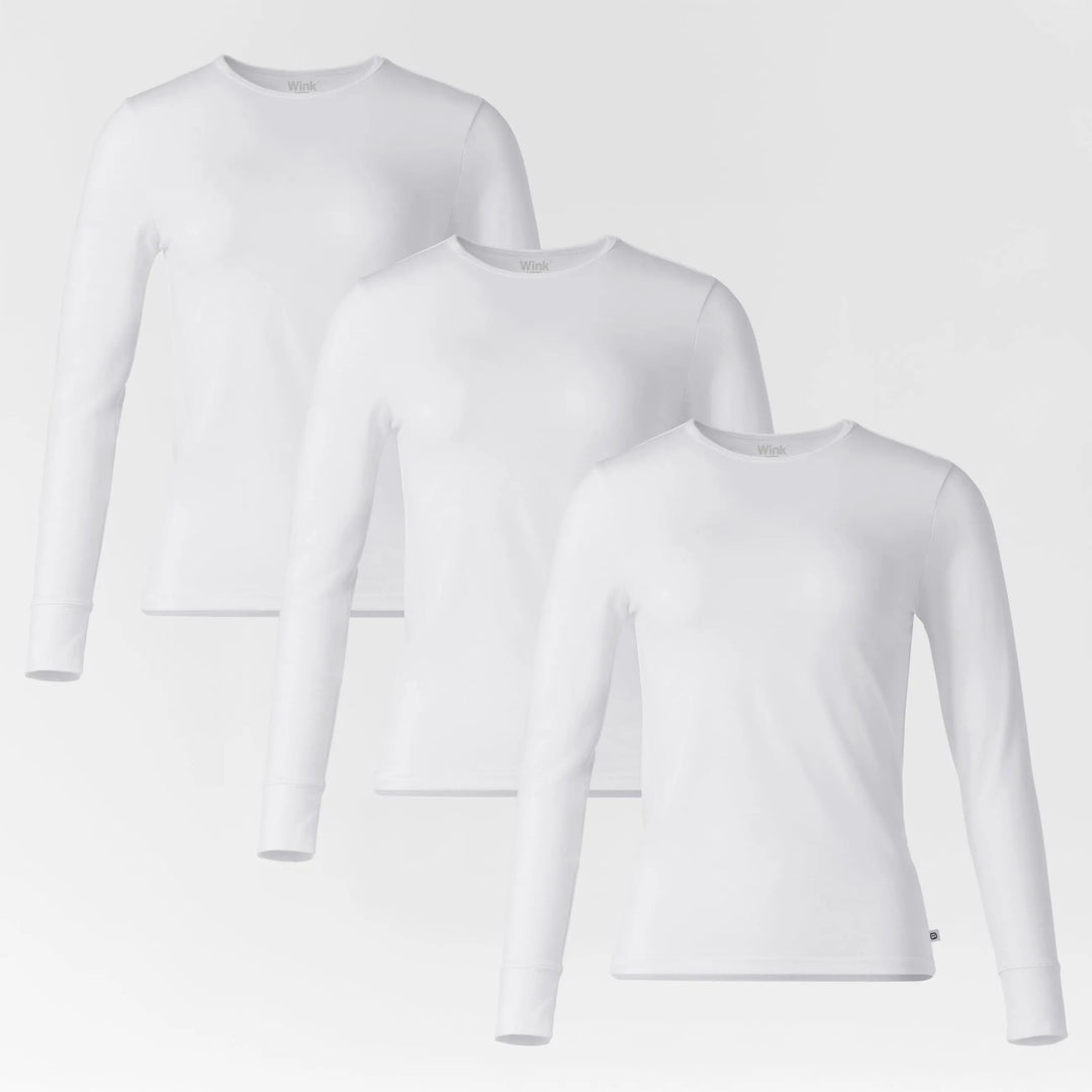 Wink Scrubs Women's 3-Pack Essential Layer Long Sleeve White | scrub-supply.com