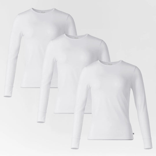 Wink Scrubs Women's 3-Pack Essential Layer Long Sleeve White | scrub-supply.com