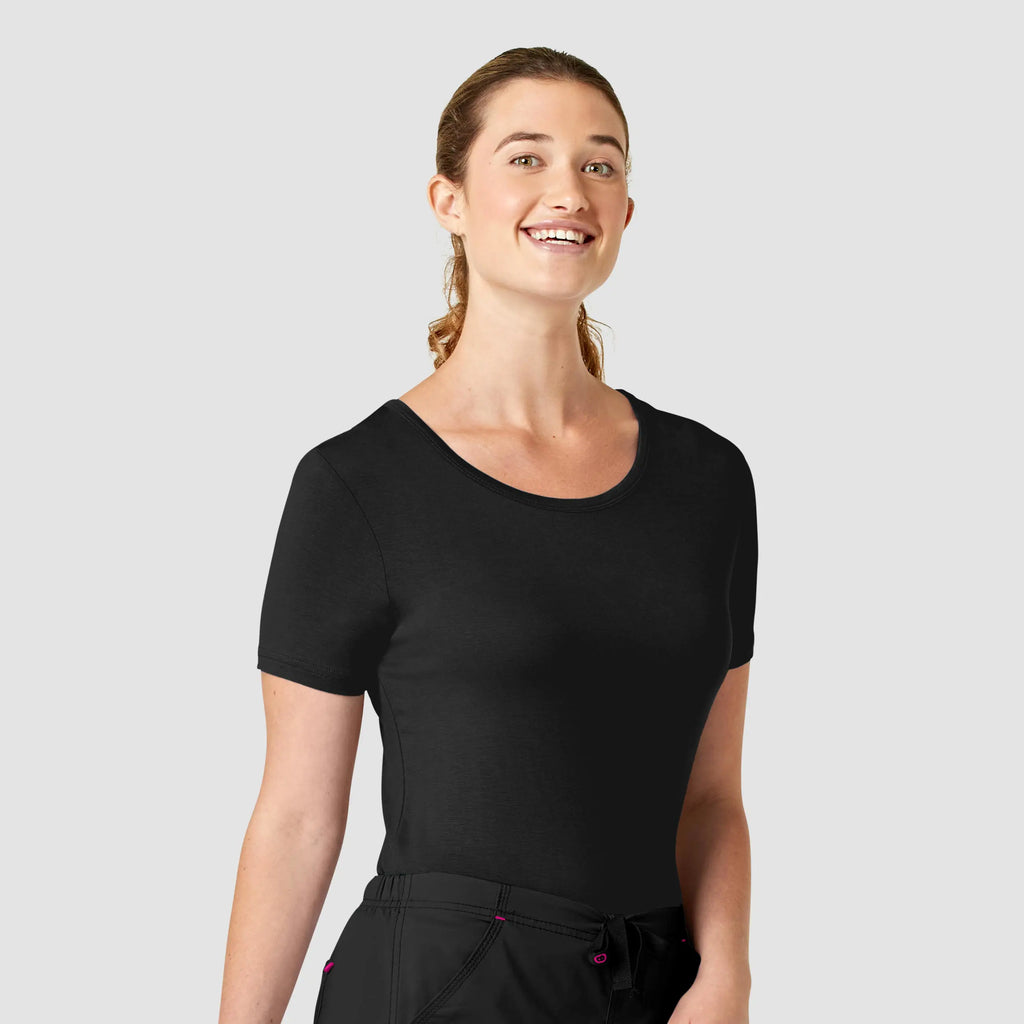 Wink Scrubs Women's Silky Knit Short Sleeve Tee Black | scrub-supply.com