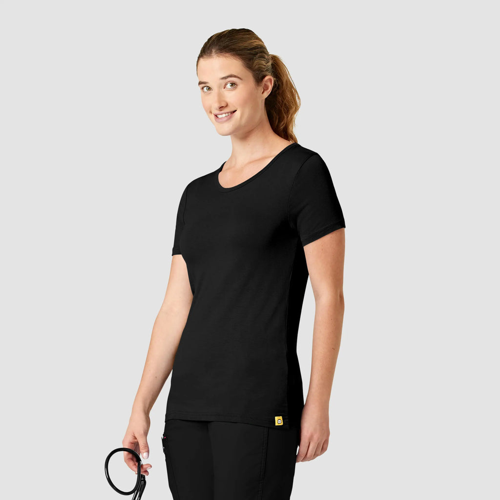 Wink Scrubs Women's Silky Knit Short Sleeve Tee Black | scrub-supply.com