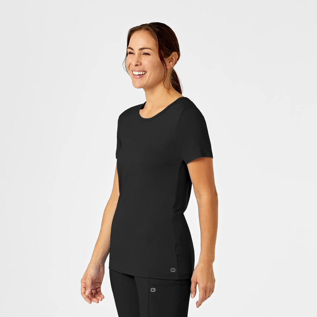 Wink Scrubs Women's Silky Knit Short Sleeve Tee Black | scrub-supply.com