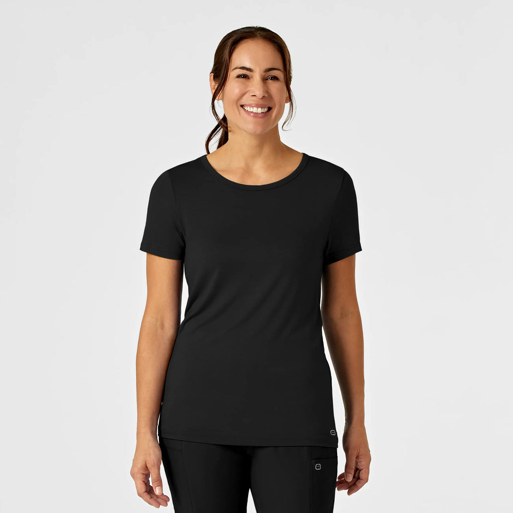 Wink Scrubs Women's Silky Knit Short Sleeve Tee Black | scrub-supply.com