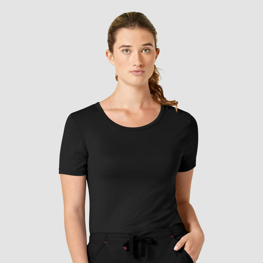 Wink Scrubs Women's Silky Knit Short Sleeve Tee Black | scrub-supply.com