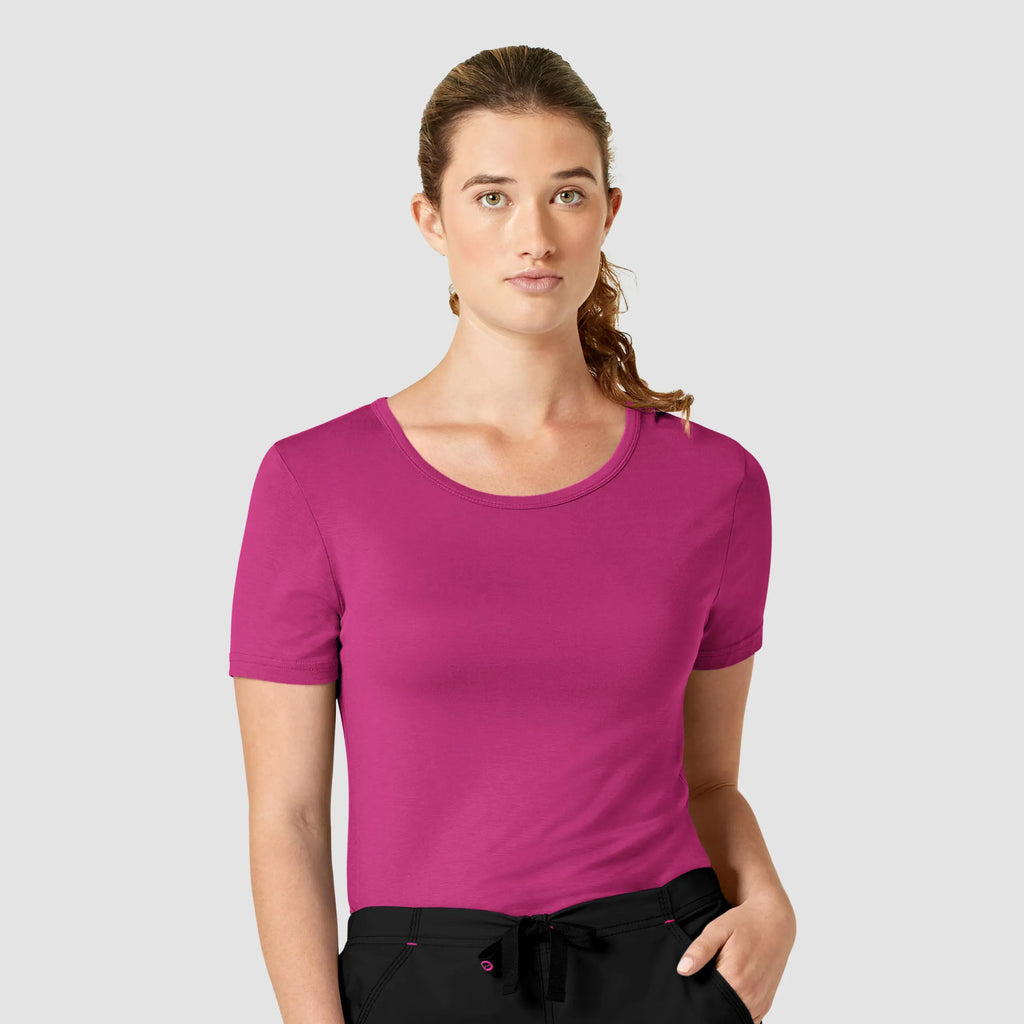 Wink Scrubs Women's Silky Knit Short Sleeve Tee Hot Pink | scrub-supply.com