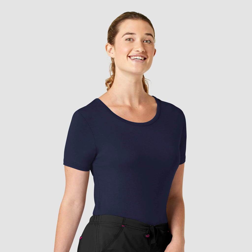 Wink Scrubs Women's Silky Knit Short Sleeve Tee Navy | scrub-supply.com